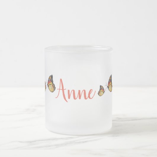 黄色い蝶ガラスマグ フロストグラスマグカップ (中央)