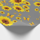 黄色い蝶愛ヒマワリ ラッピングペーパー (角)