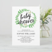 黄色い蝶緑のリースのベビーシャワー 招待状 (スタンド正面)