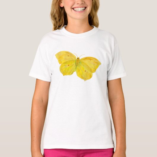 黄色い蝶 モモンキチョウ 飛翔 Tシャツ (正面)