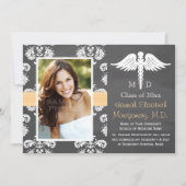 黄色い衛生学校の卒業の黒板 招待状 (正面)