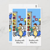 黄色い読ラブラドールブックマークを持つ男の子Roo ポストカード (正面/裏面)