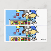 黄色い読ラブラドールブックマークを持つ男の子Roo ポストカード (裏面)