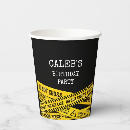 黄色い警察のパーティーを持つ殺人事件 紙コップ (裏面)