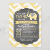 黄色い象とシェブロンの赤ちゃんシャワー 招待状 (正面/裏面)