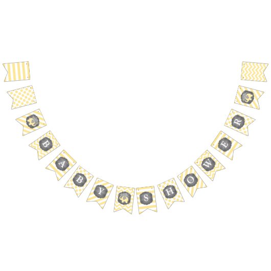 黄色い象のベビーシャワー バンティングフラッグ (全)