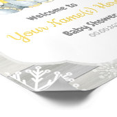 黄色い象の冬の歓迎サイン ポスター (角)