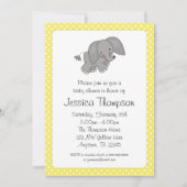 黄色い象の水玉模様のベビーシャワー 招待状 (正面)