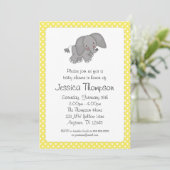 黄色い象の水玉模様のベビーシャワー 招待状 (スタンド正面)