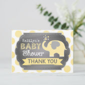 黄色い象の点のプリントは感謝していしています サンキューカード (スタンド正面)