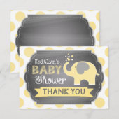 黄色い象の点のプリントは感謝していしています サンキューカード (正面/裏面)