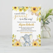 黄色い象の男女兼用フローラの赤ちゃんシャワー 招待状 (スタンド正面)