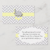 黄色い象の赤ちゃんシャワーが本を持ってくる エンクロージャーカード (正面/裏面)