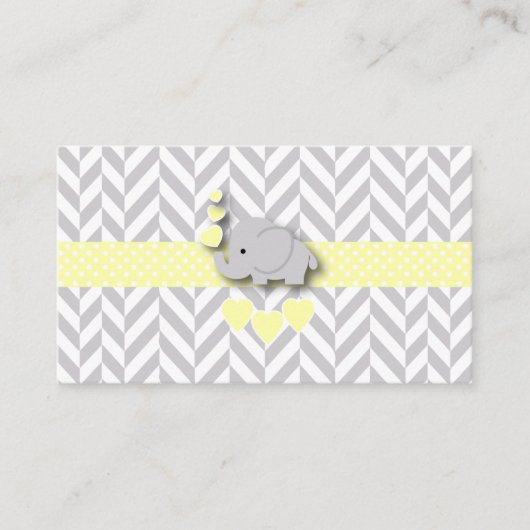 黄色い象の赤ちゃんシャワーが本を持ってくる エンクロージャーカード (正面)