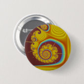 黄色い貝殻の螺線形のフラクタル 缶バッジ (正面&裏面)