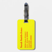 黄色い赤の壊れやすい取っ気に手ありありがとう ラゲッジタグ (裏面縦)