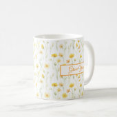 黄色い野の花の水彩名前バナーデザイン コーヒーマグカップ (正面右)