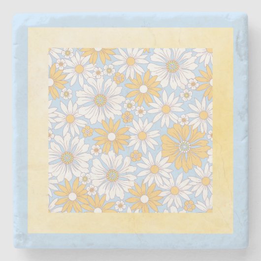 黄色い野の花の芸術 ストーンコースター (正面)