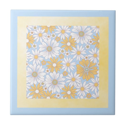 黄色い野の花の芸術 タイル (正面)