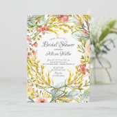 黄色い野生の花のブライダルシャワーの招待状 招待状 (スタンド正面)