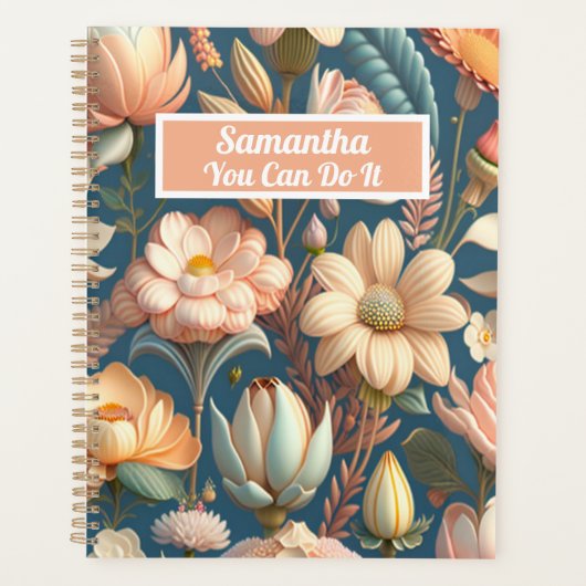 黄色い野生の花"あなたはそれを行うことができる"フローラ プランナー手帳 (正面)