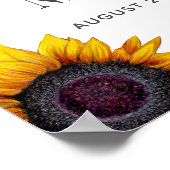 黄色い金ゴールドのひまわり結婚は素朴な歓迎のサイン ポスター (角)