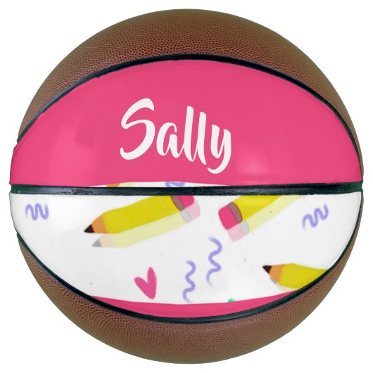 黄色い鉛筆と白いスクラブ バスケットボール (正面)