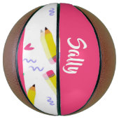 黄色い鉛筆と白いスクラブ バスケットボール (縦)