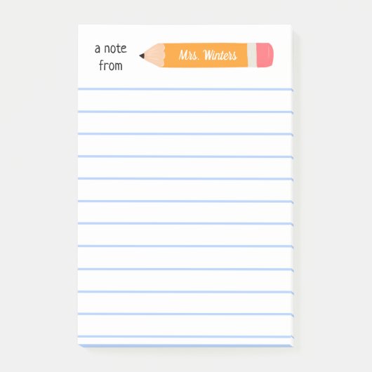 黄色い鉛筆のノート…教えギフト ポストイット (正面)