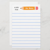 黄色い鉛筆のノート…教えギフト 便箋 (正面/裏面)