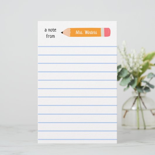 黄色い鉛筆のノート…教えギフト 便箋 (スタンド正面)