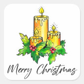 黄色い陽気なクリスマスと幸せな新年 スクエアシール (正面)