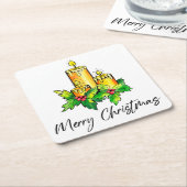 黄色い陽気なクリスマスと幸せな新年 スクエアペーパーコースター (アングル)