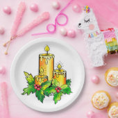 黄色い陽気なクリスマスと幸せな新年 ペーパープレート (パーティー)