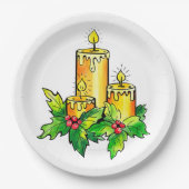 黄色い陽気なクリスマスと幸せな新年 ペーパープレート (正面)