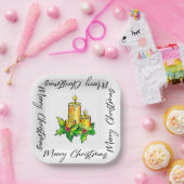 黄色い陽気なクリスマスと幸せな新年 ペーパープレート (パーティー)