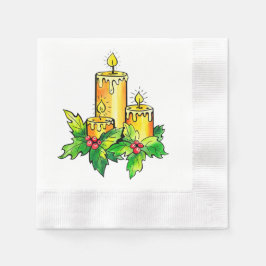 黄色い陽気なクリスマスと幸せな新年 縁ありカクテルナプキン