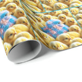 黄色い雛とイースターの格子柄の雛 ラッピングペーパー (ロールコーナー)