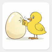 黄色い雛と卵 スクエアシール (正面)