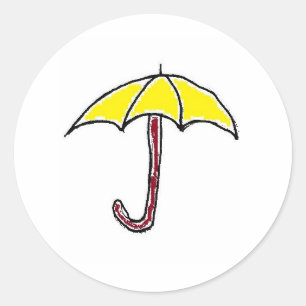 黄色い雨または晴れた日傘の漫画 ラウンドシール