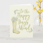 黄色い雨靴のブライダルシャワーの挨拶状 カード (黄色い花)