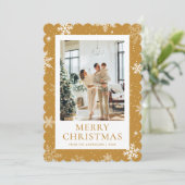 黄色い雪のメリークリスマススノーフレーク写真 シーズンカード (スタンド正面)