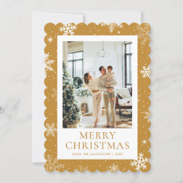 黄色い雪のメリークリスマススノーフレーク写真 シーズンカード