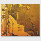 黄色い電子回路のボード・コンピュータの破片のガ ラッピングペーパー (フラット)