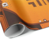 黄色い電子回路のボード・コンピュータの破片のガ ラッピングペーパー (ロールコーナー)