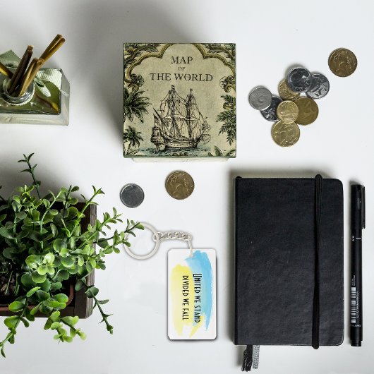 黄色い青いウクライナ統一された国旗の我々は引用文 キーホルダー