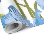 黄色い青い花のシームレスなパターン。 ラッピングペーパー (ロールコーナー)