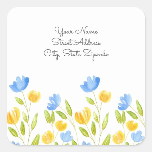 「黄色い青い花の畑」住所 シール (正面)