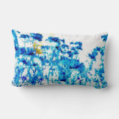 黄色い青い花枕 ランバークッション (裏面)