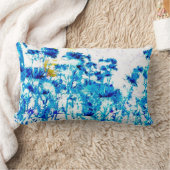 黄色い青い花枕 ランバークッション (ブランケット)